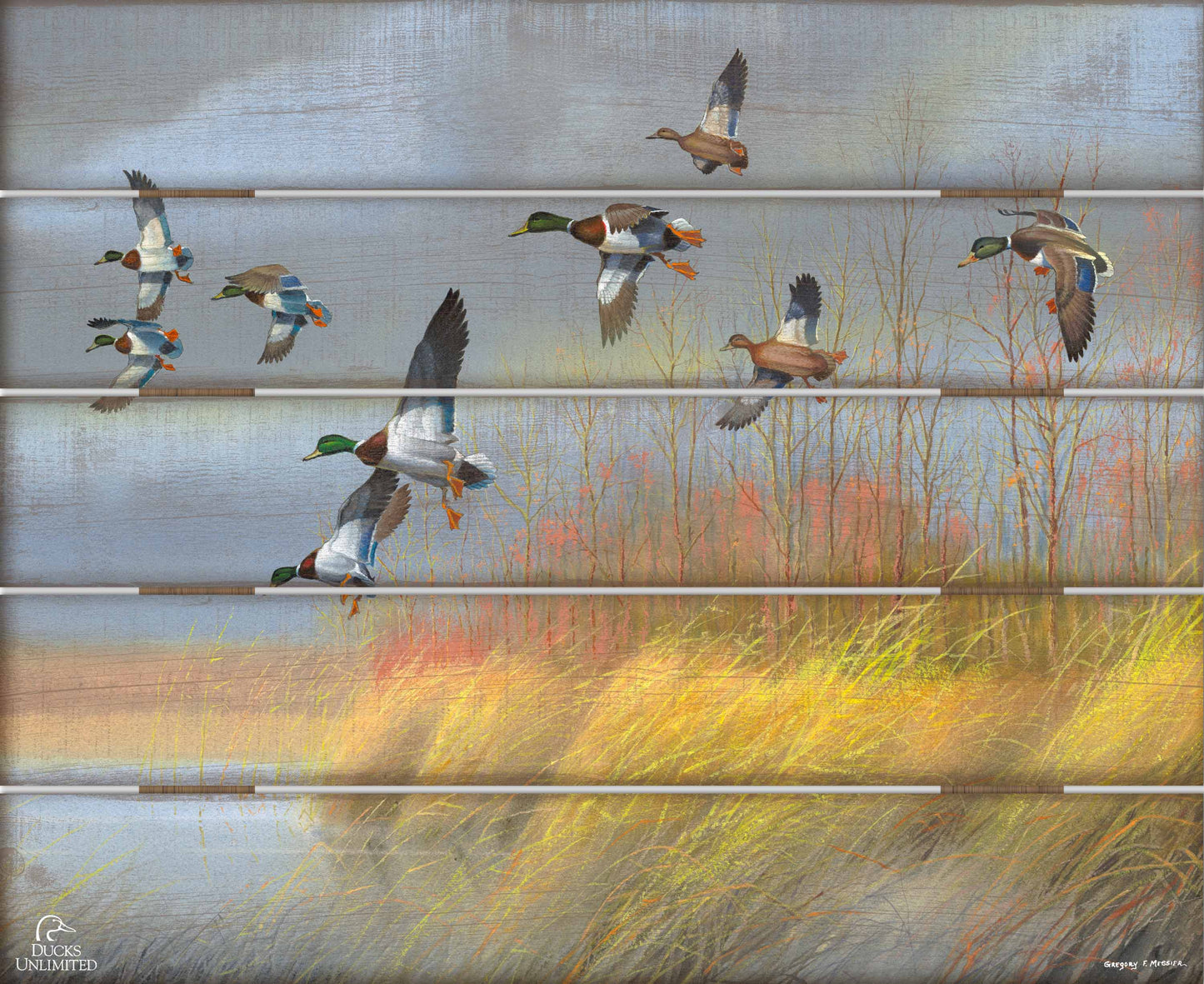 Returning Home  Mallards  18" x 22" Pallet Wall Art - Official Ducks Unlimited Art