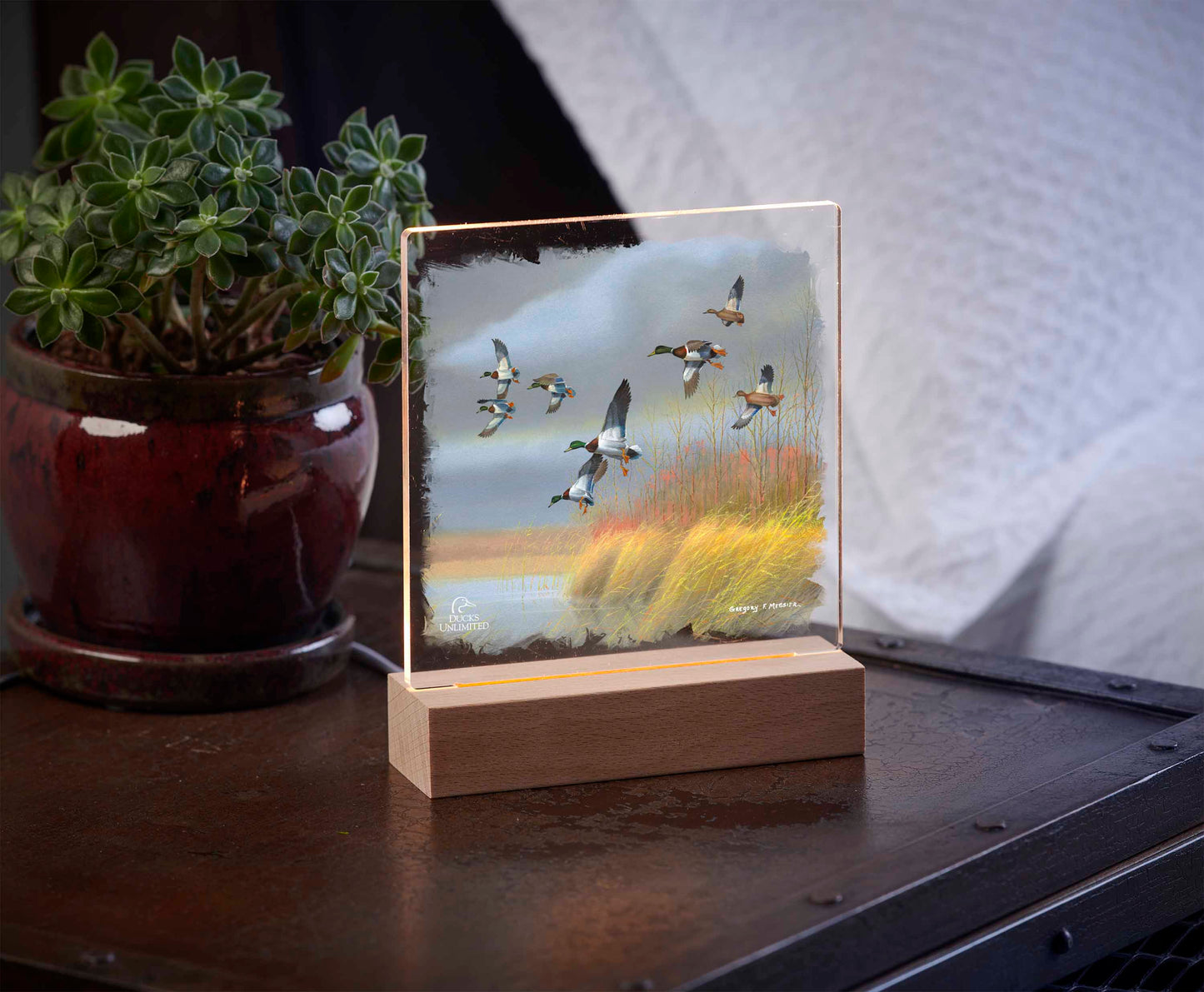 Returning Home  Mallards  Acrylic Night Light - Official Ducks Unlimited Art
