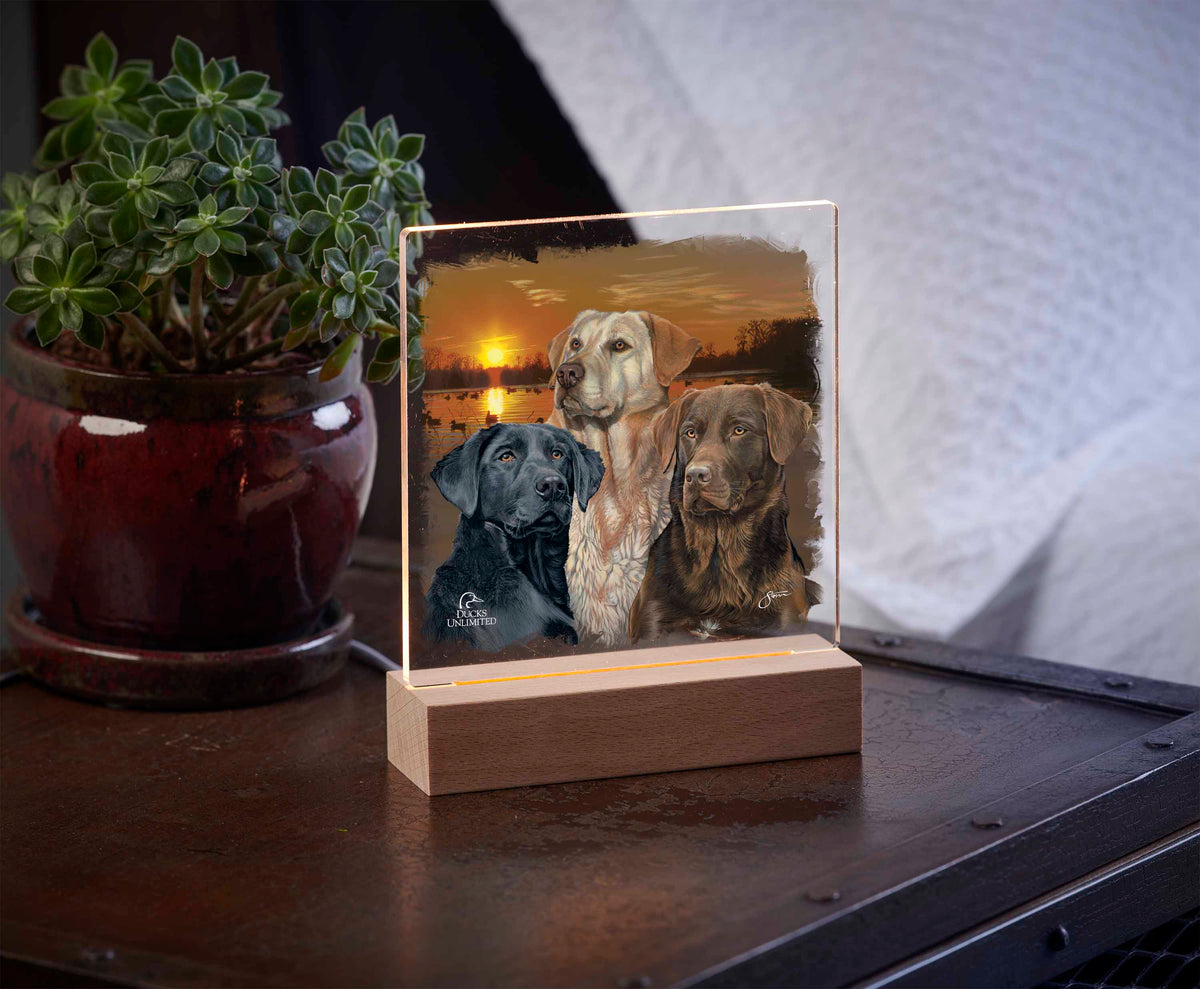 Sunset Trio - Dogs - 6.37" x 6" Acrylic Night Light - Official Ducks Unlimited Art