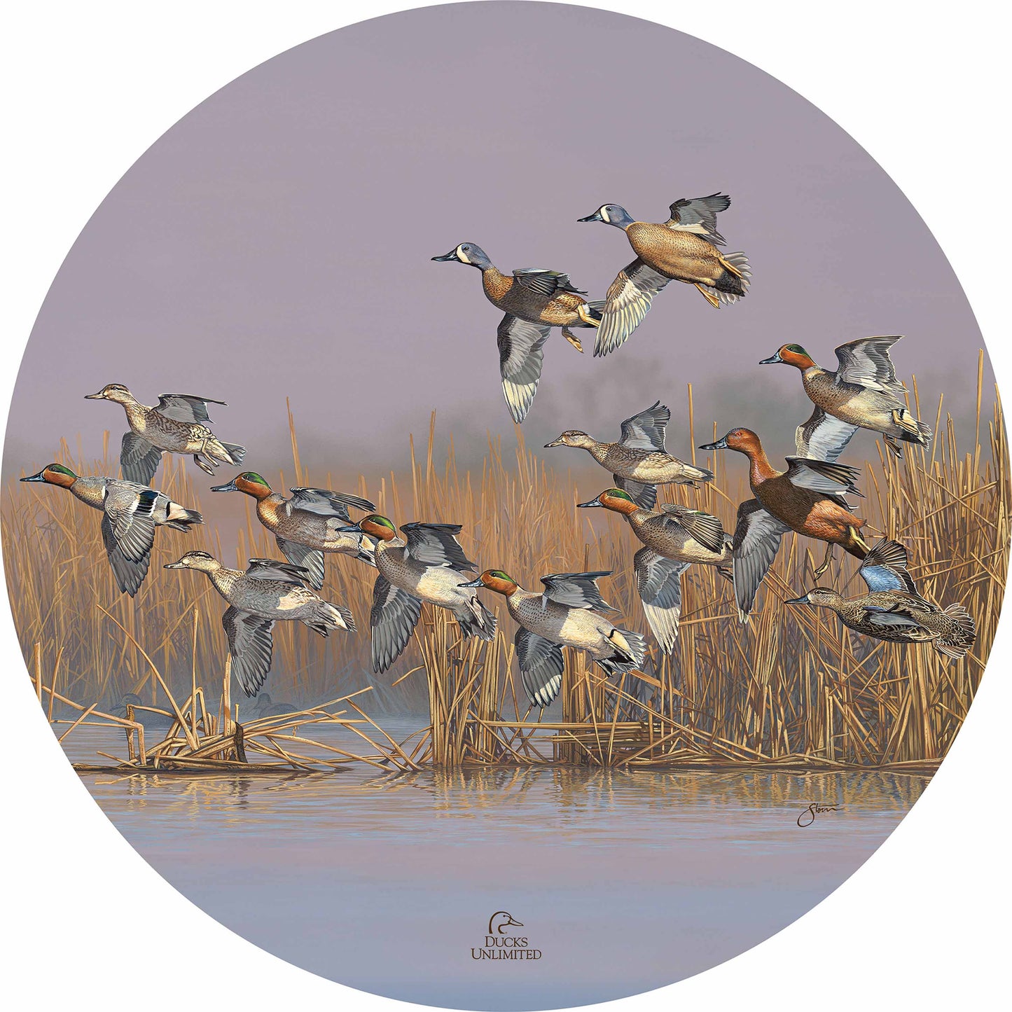 Teal Time  21" Round Wood Sign - Official Ducks Unlimited Art