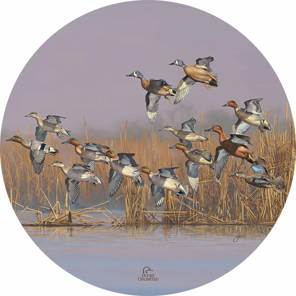 Teal Time  21" Round Wood Sign - Official Ducks Unlimited Art