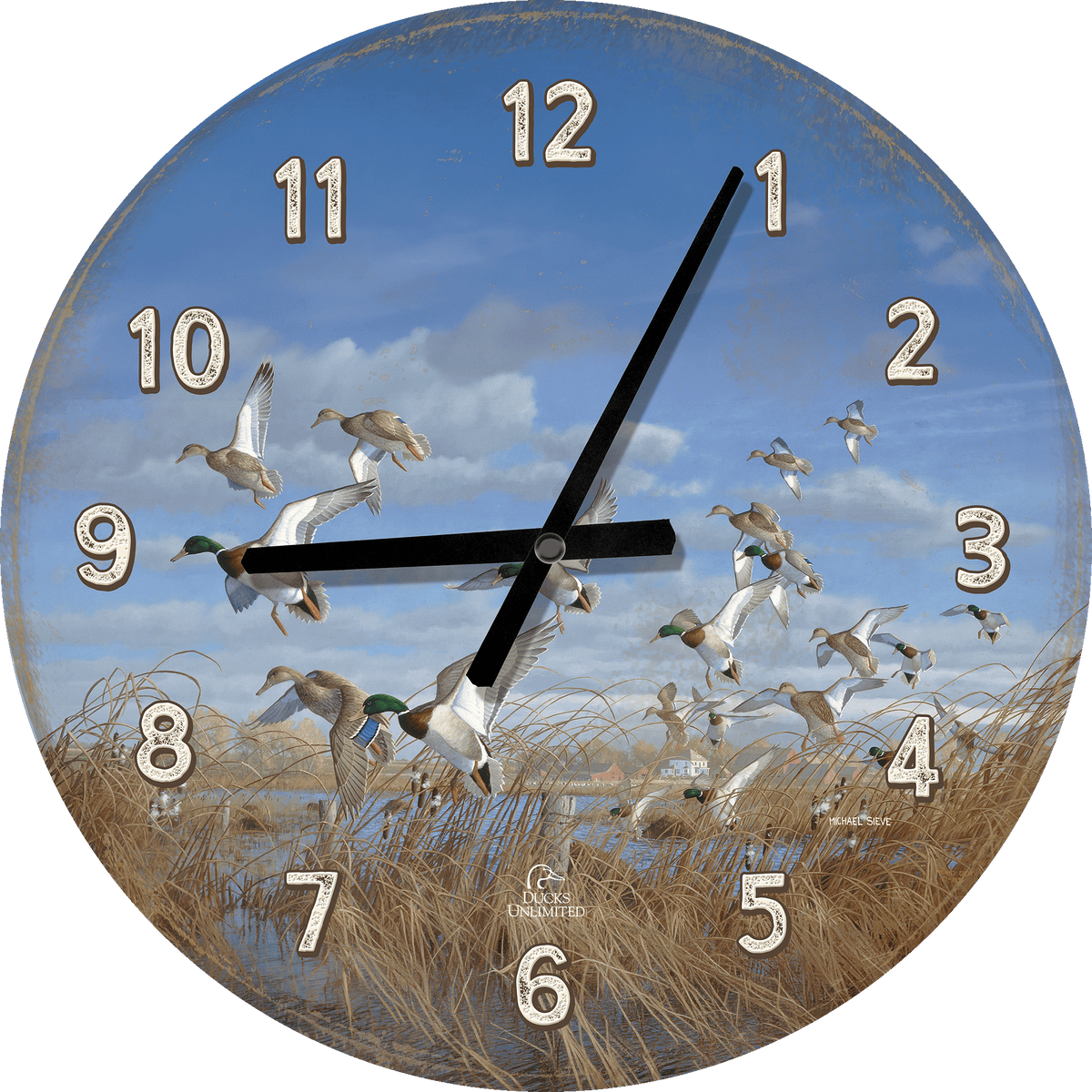 Vic's Pond - 21" Round Clock - Official Ducks Unlimited Art
