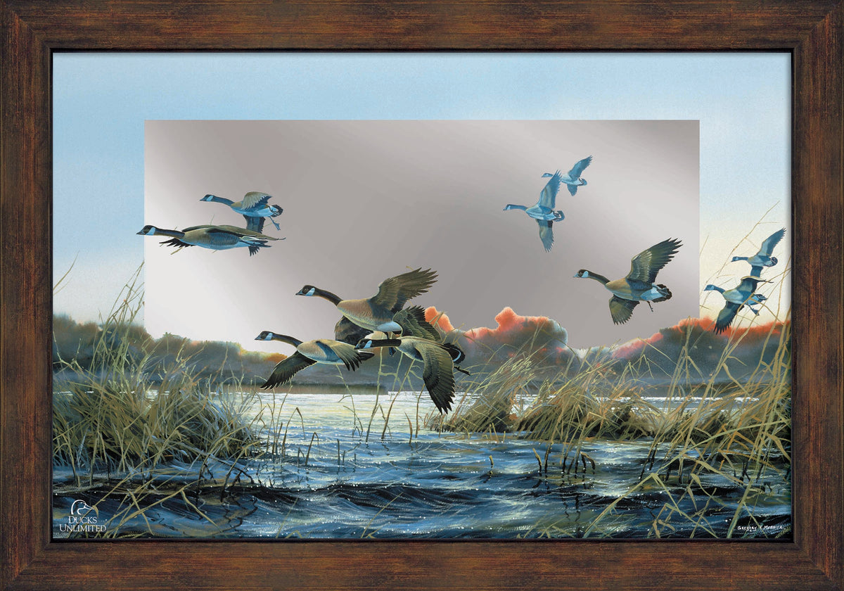 Wind Walkers - 13" x 23" Mirror Framed Barnwood - Official Ducks Unlimited Art