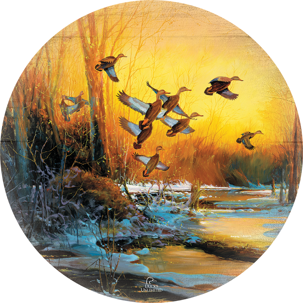 Winter Blacks - 21" Round Wood Sign - Official Ducks Unlimited Art
