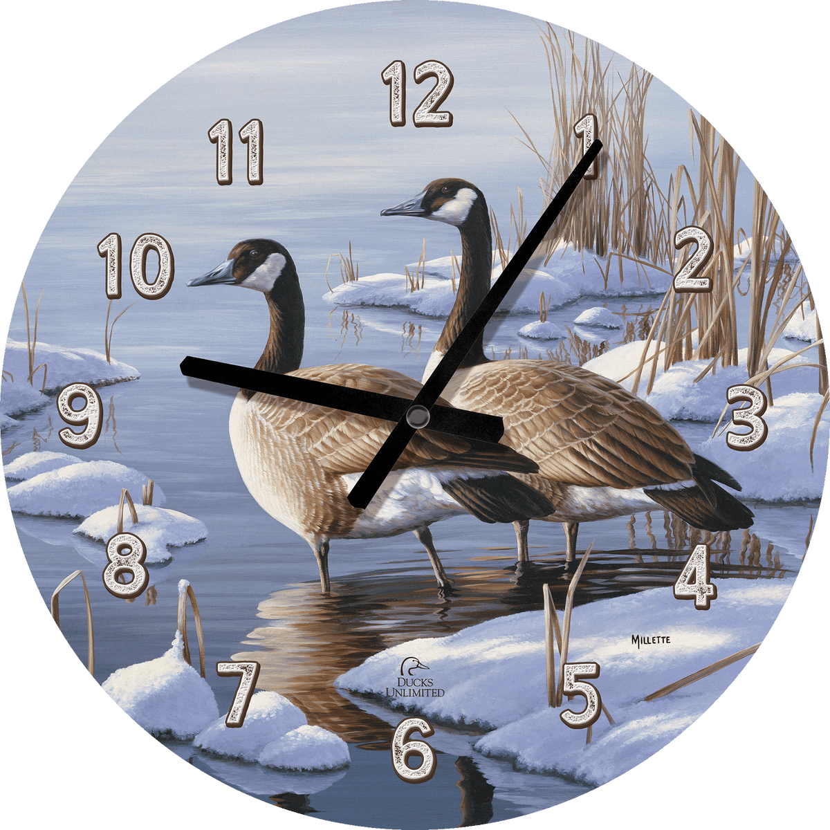 Winter Dawn - 21" Round Clock - Official Ducks Unlimited Art