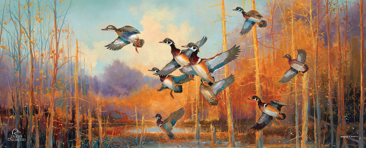Wood Ducks - 12" x 30" Wood Sign - Official Ducks Unlimited Art