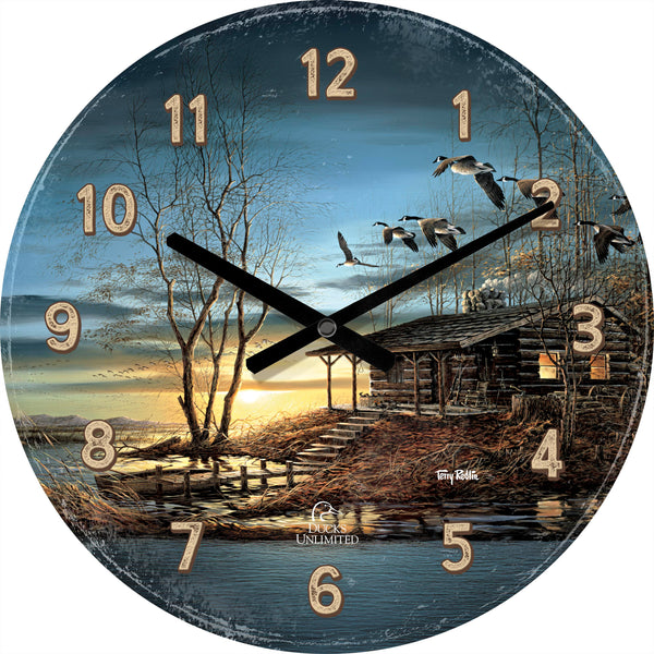 Evening Retreat  21" Round Clock - Official Ducks Unlimited Art