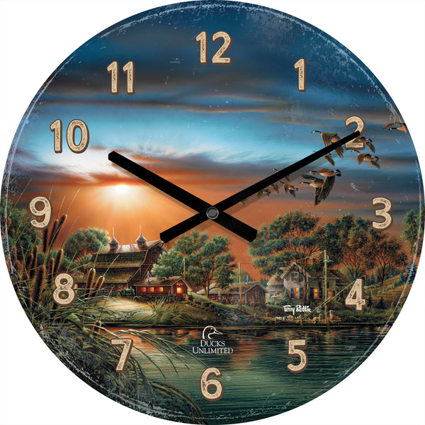 Lazy Afternoon  21" Round Clock - Official Ducks Unlimited Art