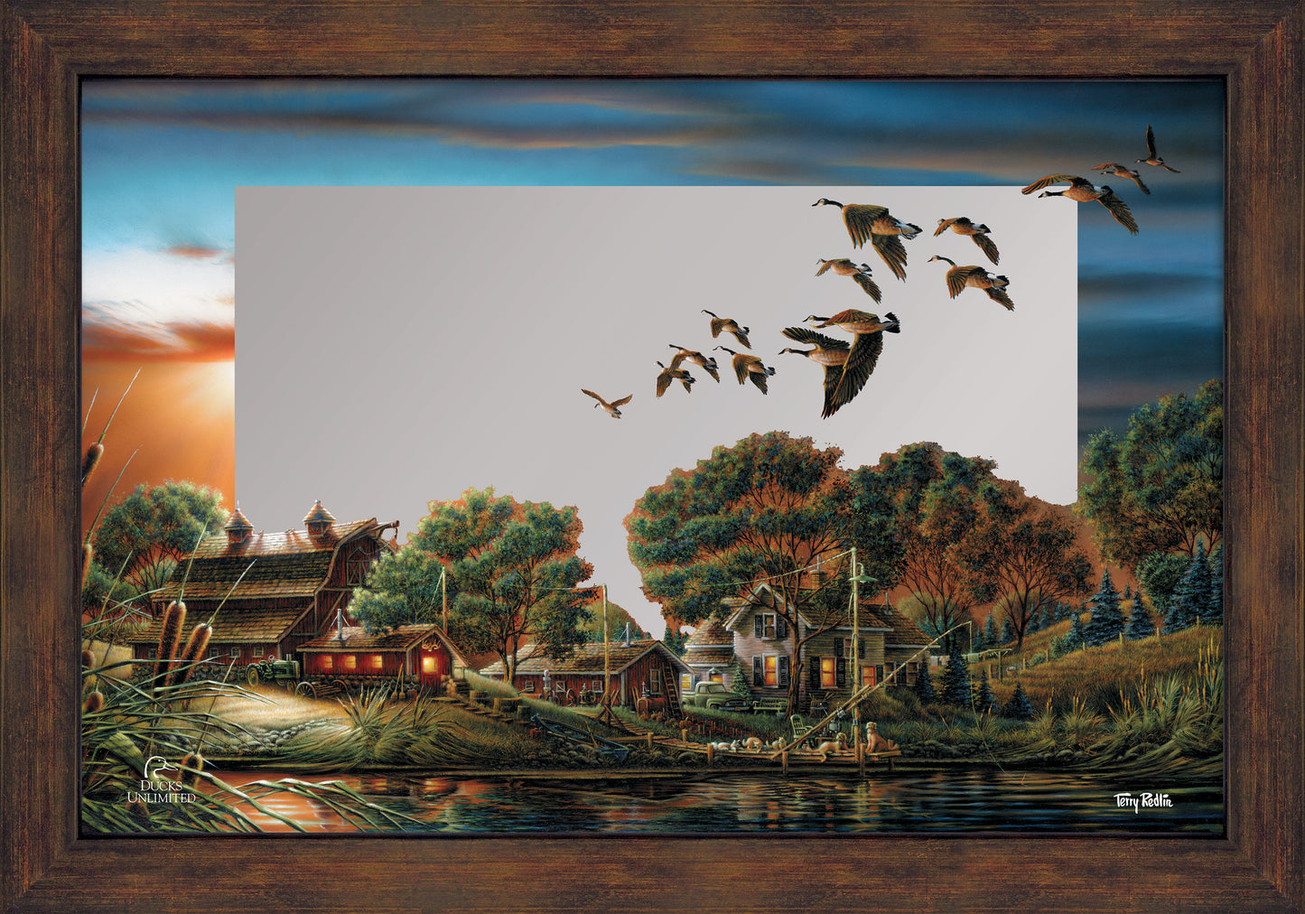 Lazy Afternoon 16" x 24" Mirror Framed Barnwood - Official Ducks Unlimited Art