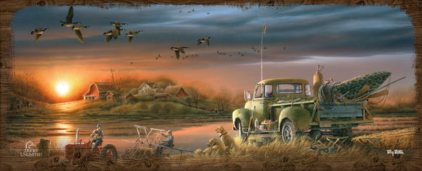 Patiently Waiting 12" x 30" Wood Sign - Official Ducks Unlimited Art