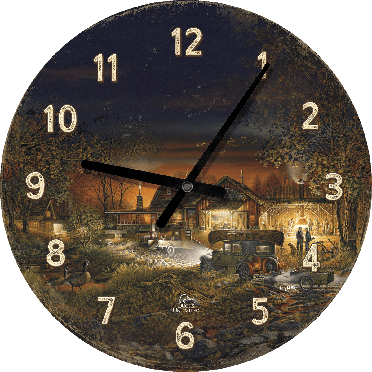 Morning Warm Up 21" Round Clock - Official Ducks Unlimited Art