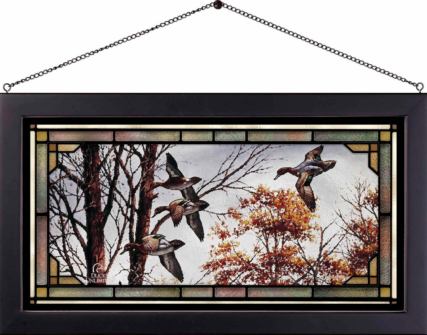 Misty Morning  Green  winged Teal  Stained Glass Art - Official Ducks Unlimited Art