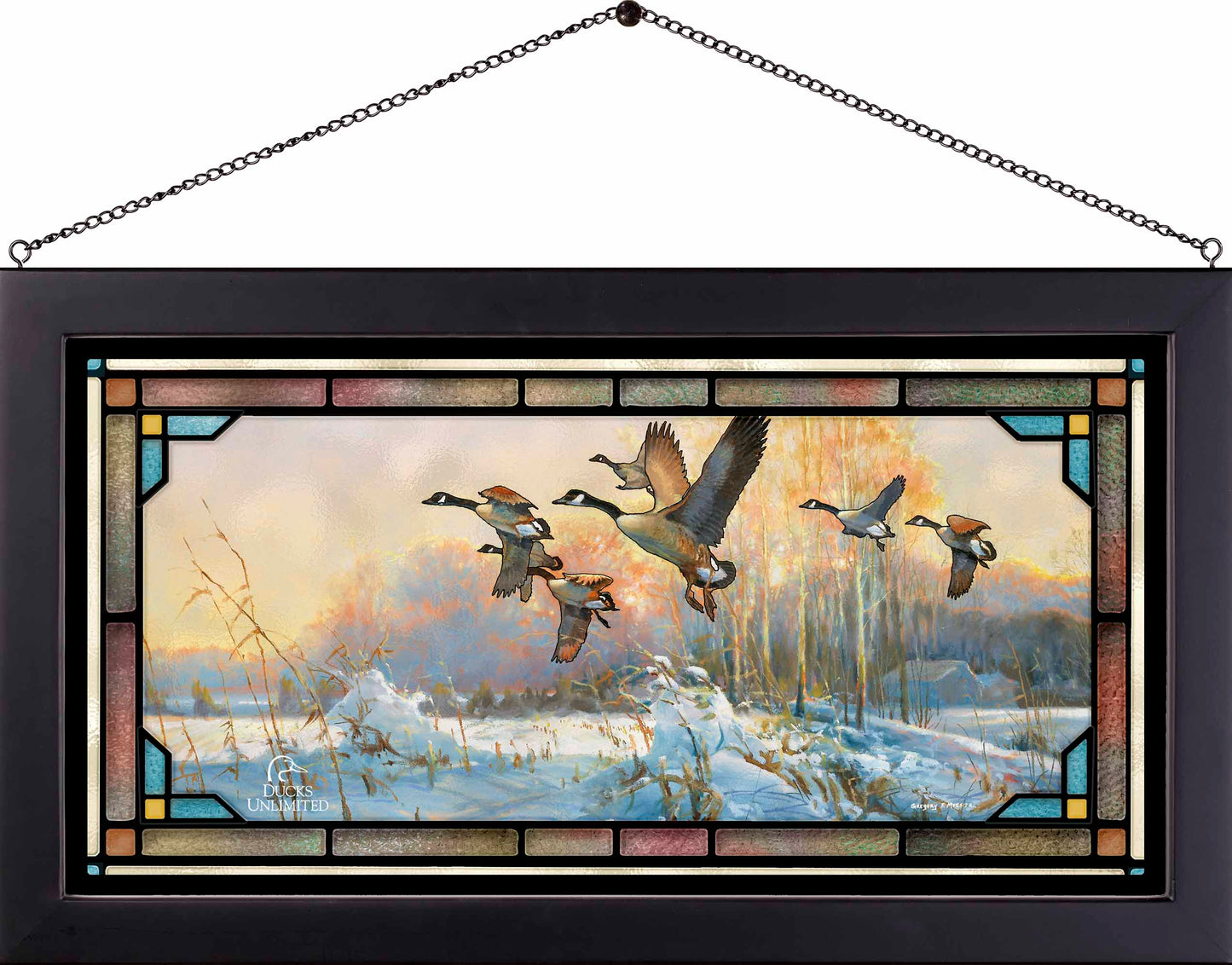 Late Departure  Canada Geese  Stained Glass Art - Official Ducks Unlimited Art