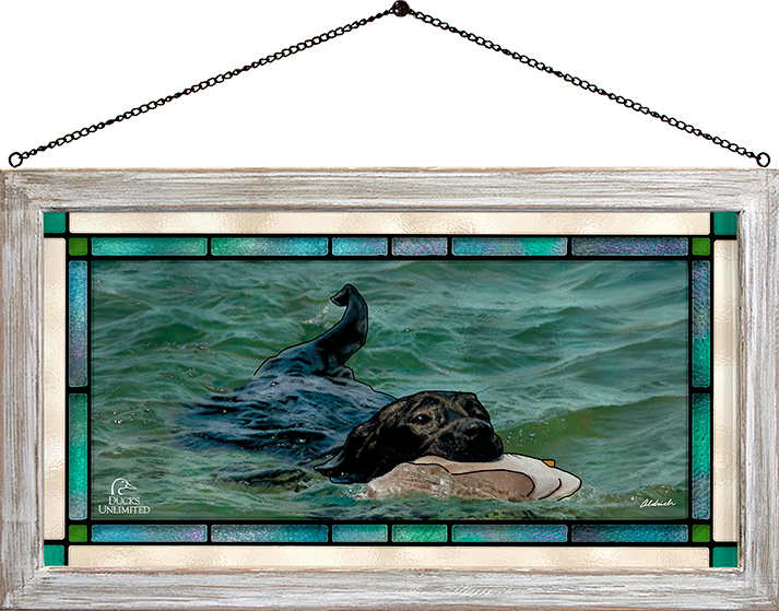 Training Day - Black Lab - Stained Glass Art - Official Ducks Unlimited Art