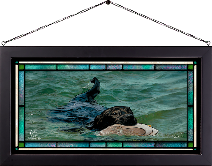 Training Day - Black Lab - Stained Glass Art - Official Ducks Unlimited Art