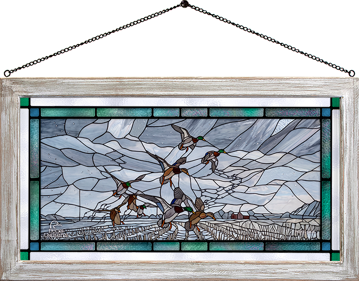 Northern  Flight - Mallards Stained Glass Art - Official Ducks Unlimited
