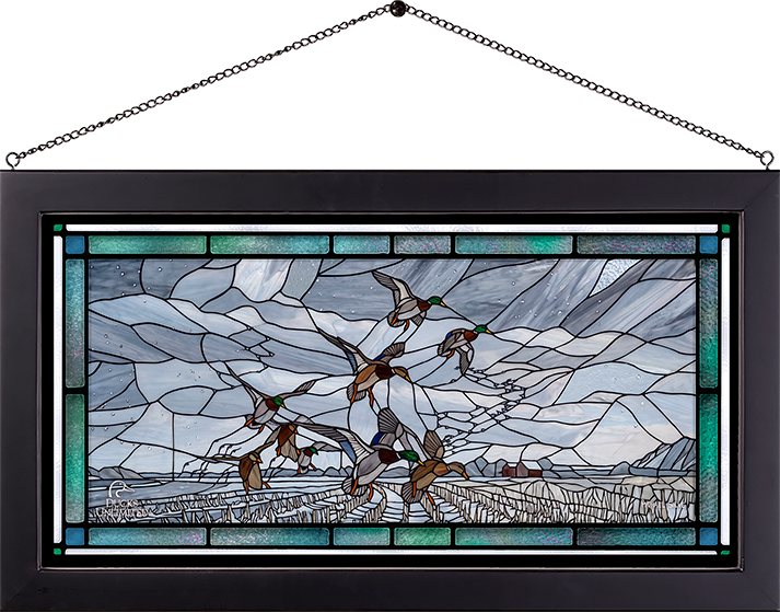 Northern  Flight - Mallards Stained Glass Art - Official Ducks Unlimited