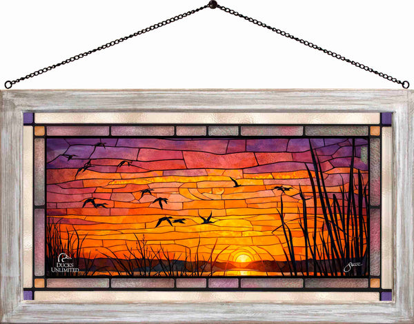 Sunset's Last Minutes Stained Glass Art - Official Ducks Unlimited Art