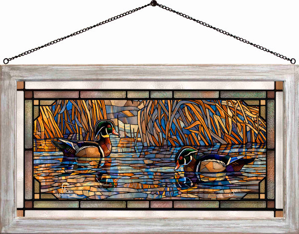 Backwater Gathering Stained Glass Art - Official Ducks Unlimited Art
