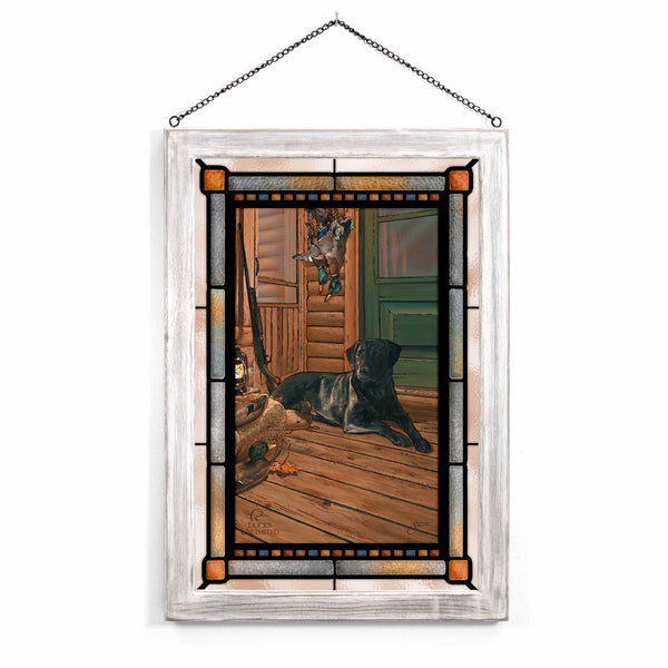 Bountiful Day Black Lab Stained Glass Art - Official Ducks Unlimited Art