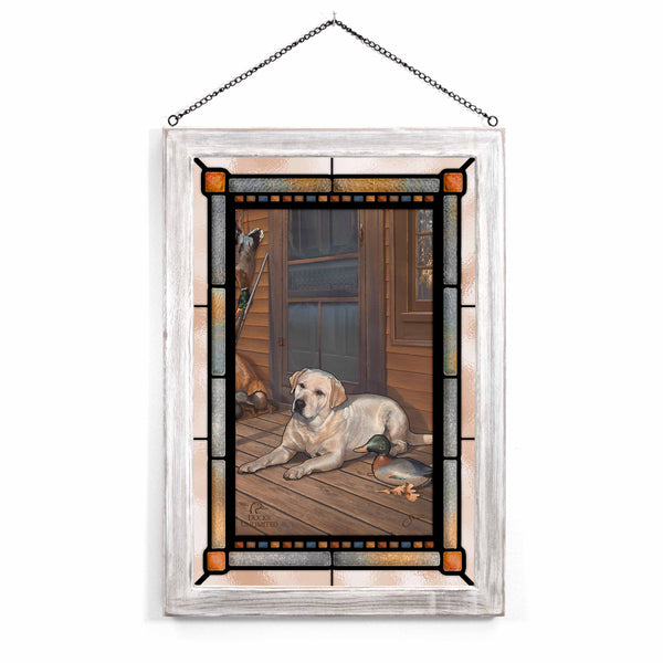 Bountiful Day Yellow Lab Stained Glass Art - Official Ducks Unlimited Art