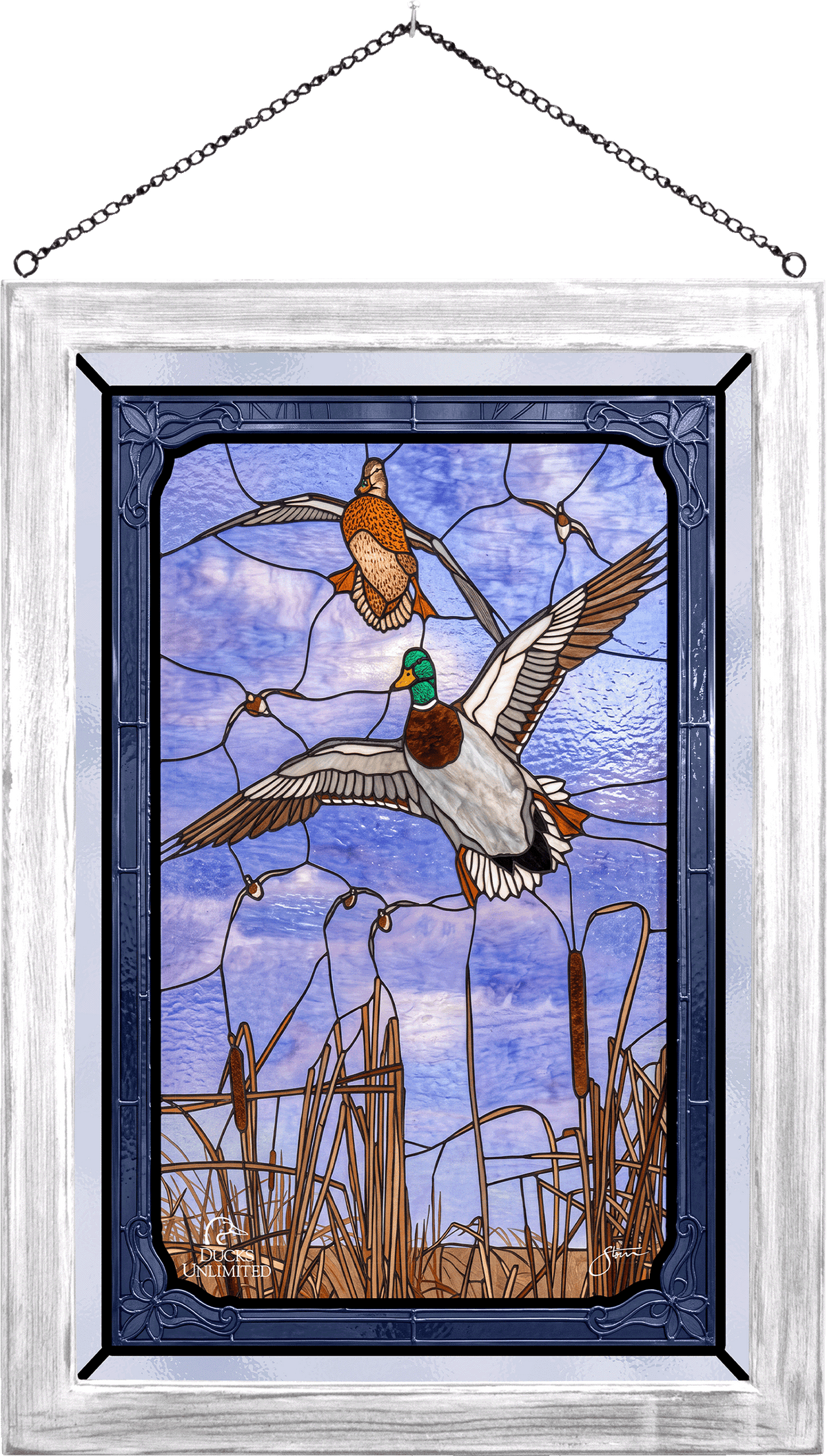 Mallards 'n' Cattails Stained Glass Art - Official Ducks Unlimited Art
