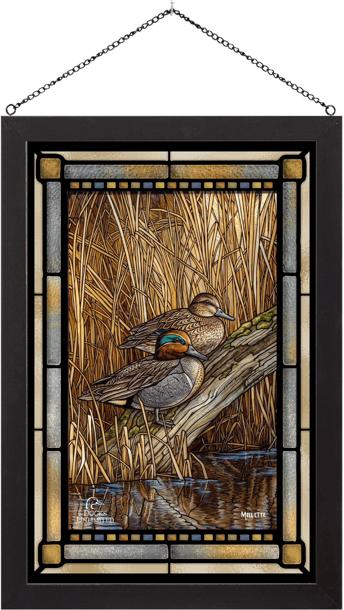 Backwaters - Green Winged Teal Stained Glass Art - Official Ducks Unlimited  Art