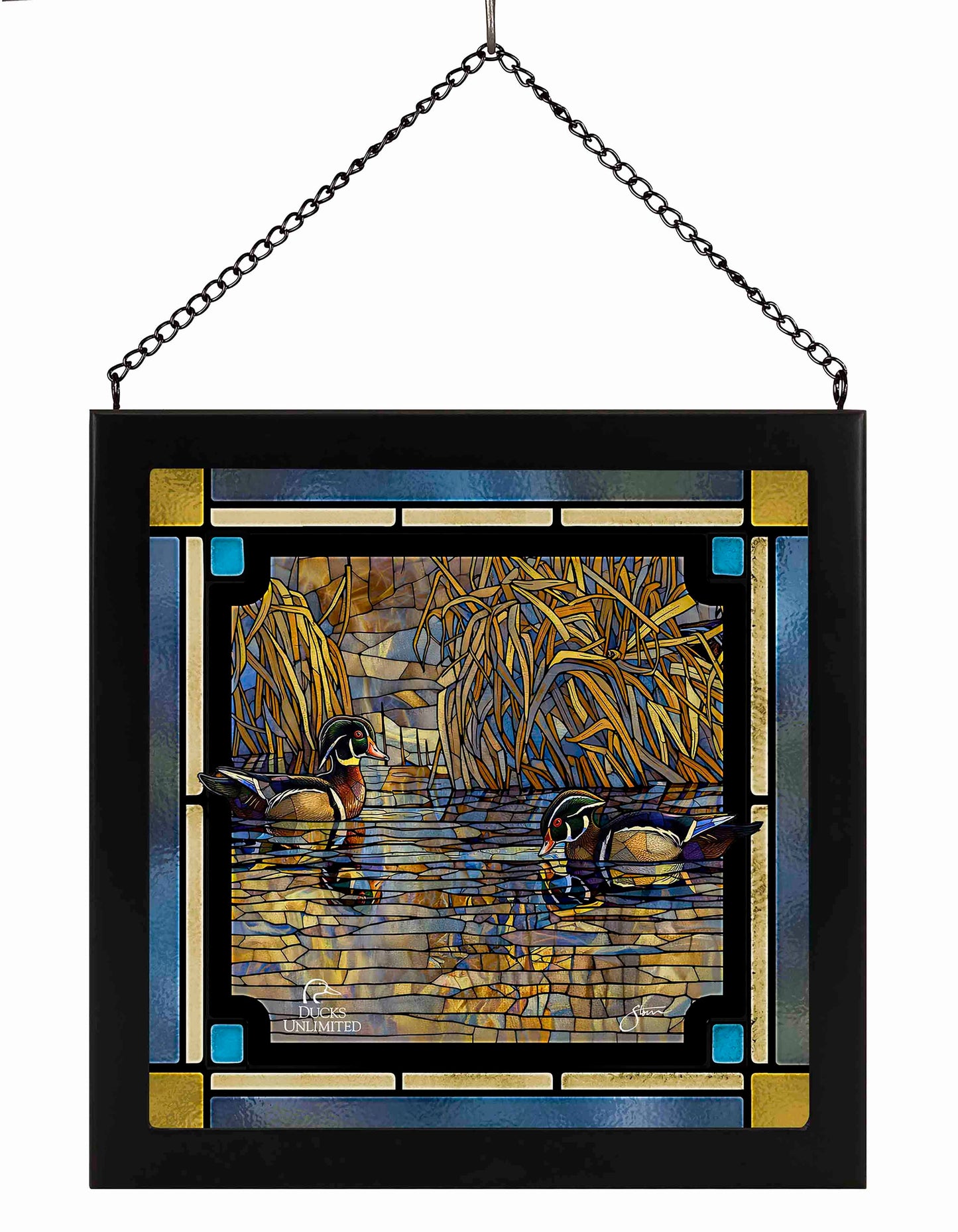Backwater Gathering Stained Glass Art - Official Ducks Unlimited Art