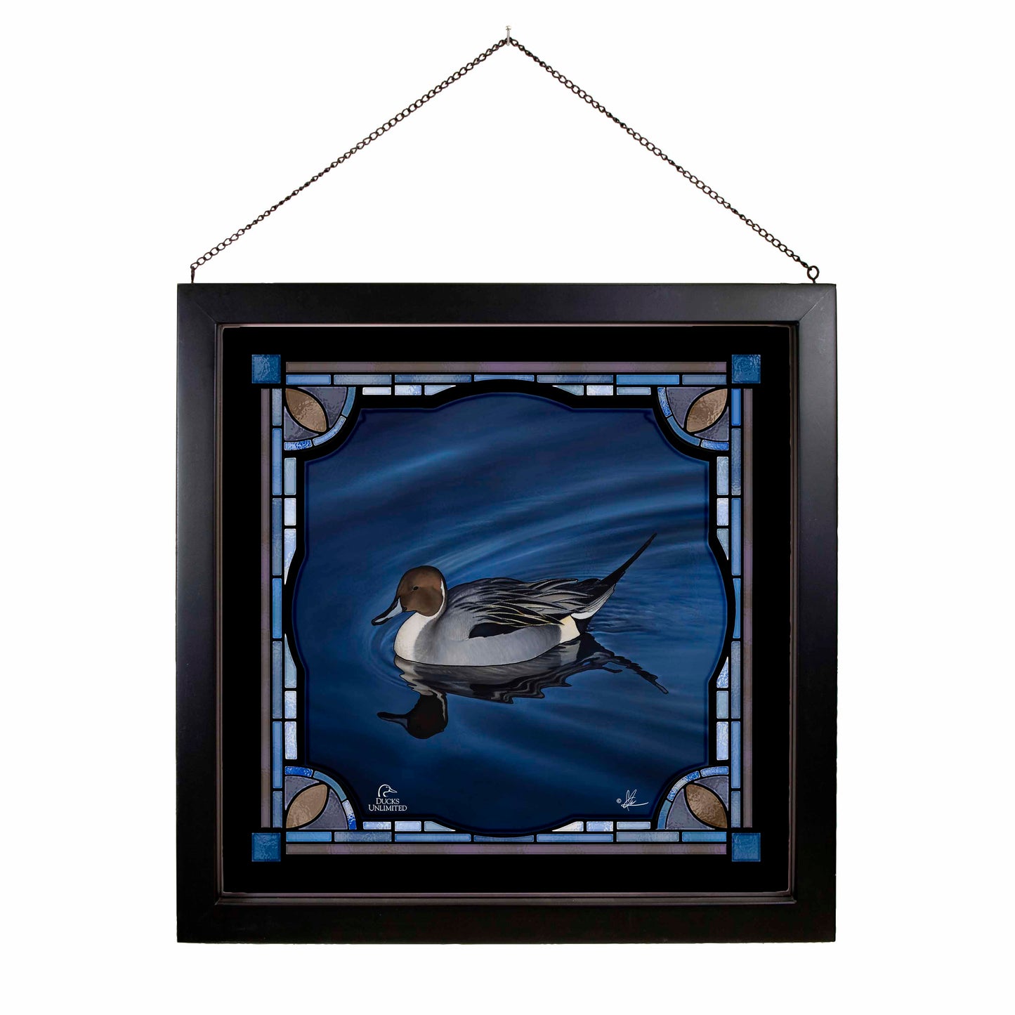 Calm Blue Water  Stained Glass Art - Official Ducks Unlimited Art