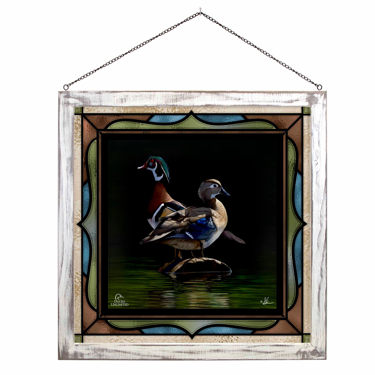 Low Water Rising  Stained Glass Art - Official Ducks Unlimited Art