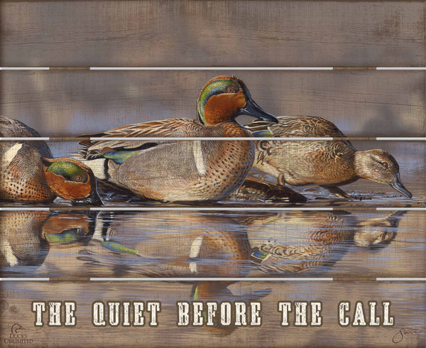 Dabbling Greens "The quiet before the call."  18" x 22" Pallet Wall Art - Official Ducks Unlimited Art