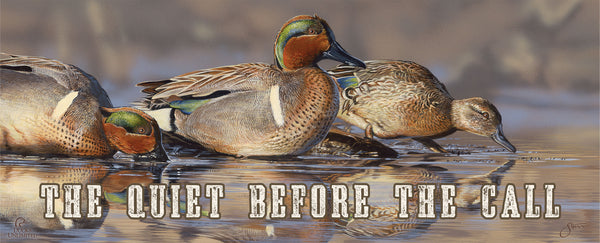 Dabbling Greens "The quiet before the call."  12" x 30" Wood Sign - Official Ducks Unlimited Art