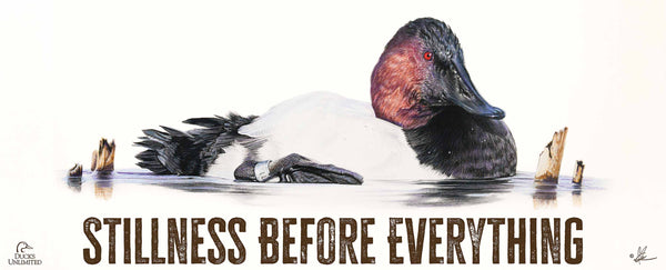 Banded "Stillness Before Everything."  12" x 30" Wood Sign - Official Ducks Unlimited Art