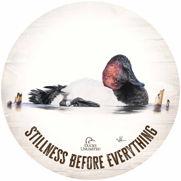 Banded "Stillness Before Everything."  21" Round Wood Sign - Official Ducks Unlimited Art