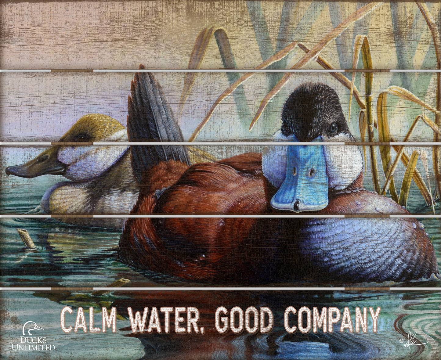 Day spring "Calm Water, Good Company."  18" x 22" Pallet Wall Art - Official Ducks Unlimited Art