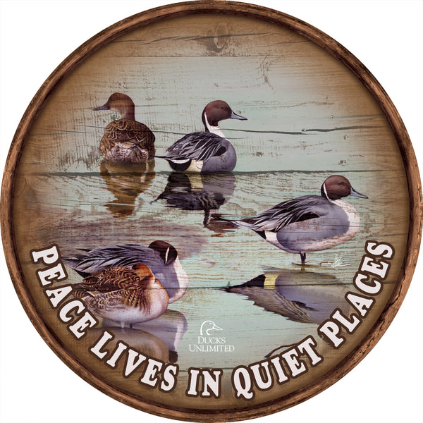 Overcast "Peace Lives in Quiet Places." 21" Round Wood Sign - Official Ducks Unlimited Art