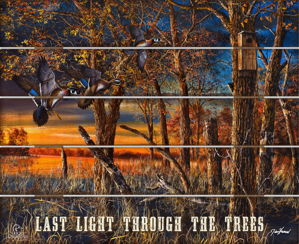 Return to the Refuge "Last Light Through the Trees."  18" x 22" Pallet Wall Art - Official Ducks Unlimited Art