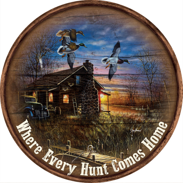 My Favorite Place "Where Every Hunt Comes Home."  21" Round Wood Sign - Official Ducks Unlimited Art
