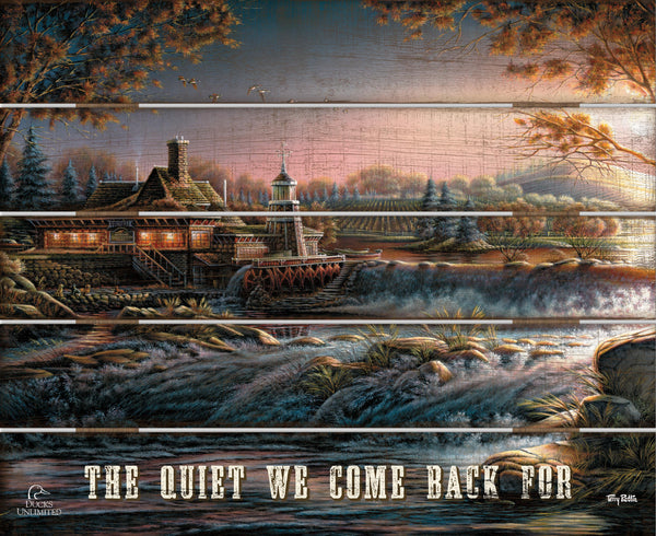 Guardian of Conservation "The Quiet We Come Back For."  18" x 22" Pallet Wall Art - Official Ducks Unlimited Art