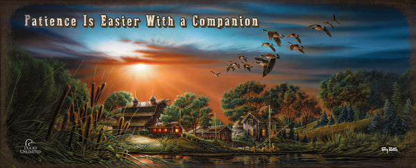 Lazy Afternoon "Where Every Morning Begins Right."  12" x 30" Wood Sign - Official Ducks Unlimited Art