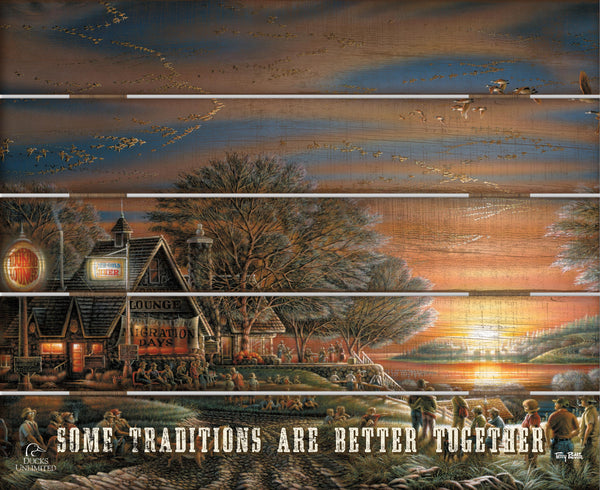 Migration Days "Some Traditions Are Better Together."  18" x 22" Pallet Wall Art - Official Ducks Unlimited Art