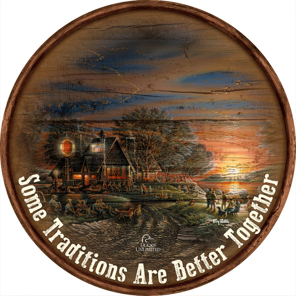 Migration Days "Some Traditions Are Better Together."  21" Round Wood Sign - Official Ducks Unlimited Art