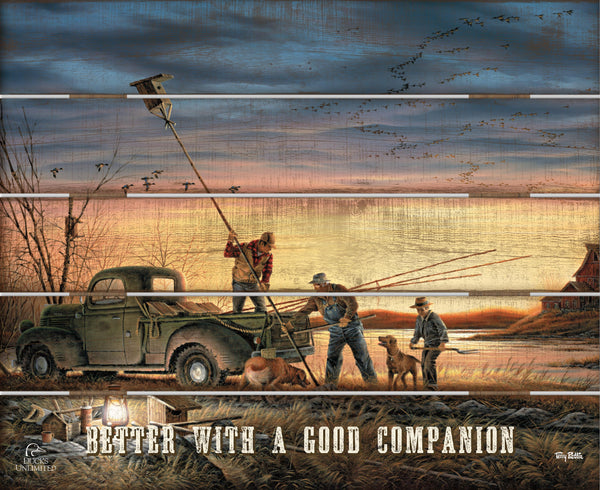 The Conservationists "Better With a Good Companion."  18" x 22" Pallet Wall Art - Official Ducks Unlimited Art