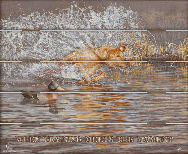 Time to Shine “When Training Meets the Moment.” 18" x 22" Pallet Wall Art - Official Ducks Unlimited