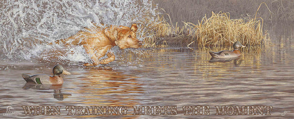 Time to Shine “When Training Meets the Moment.” 12" x 30" Wood Sign - Official Ducks Unlimited Art