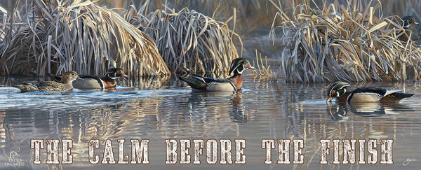 Backwater Gathering “The Calm Before the Finish.” 12" x 30" Wood Sign - Official Ducks Unlimited Art
