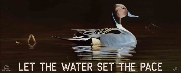 Thankful End to a Great Day “Let the Water Set the Pace.” 12" x 30" Wood Sign - Official Ducks Unlimited Art