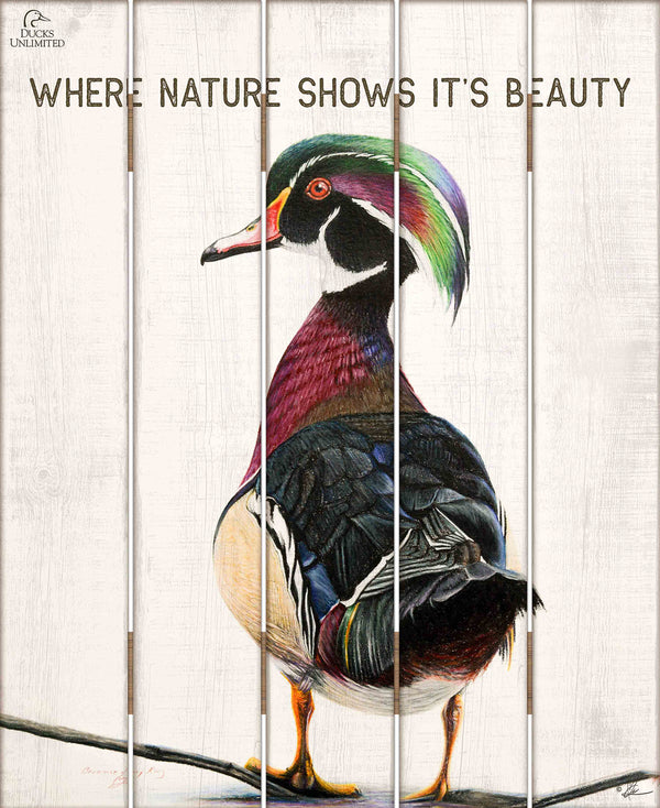 Woody “Where Nature Shows Its Beauty.” 18" x 22" Pallet Wall Art - Official Ducks Unlimited