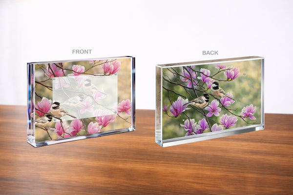Chickadees and Magnolias Acrylic Wall Art & Home Decor