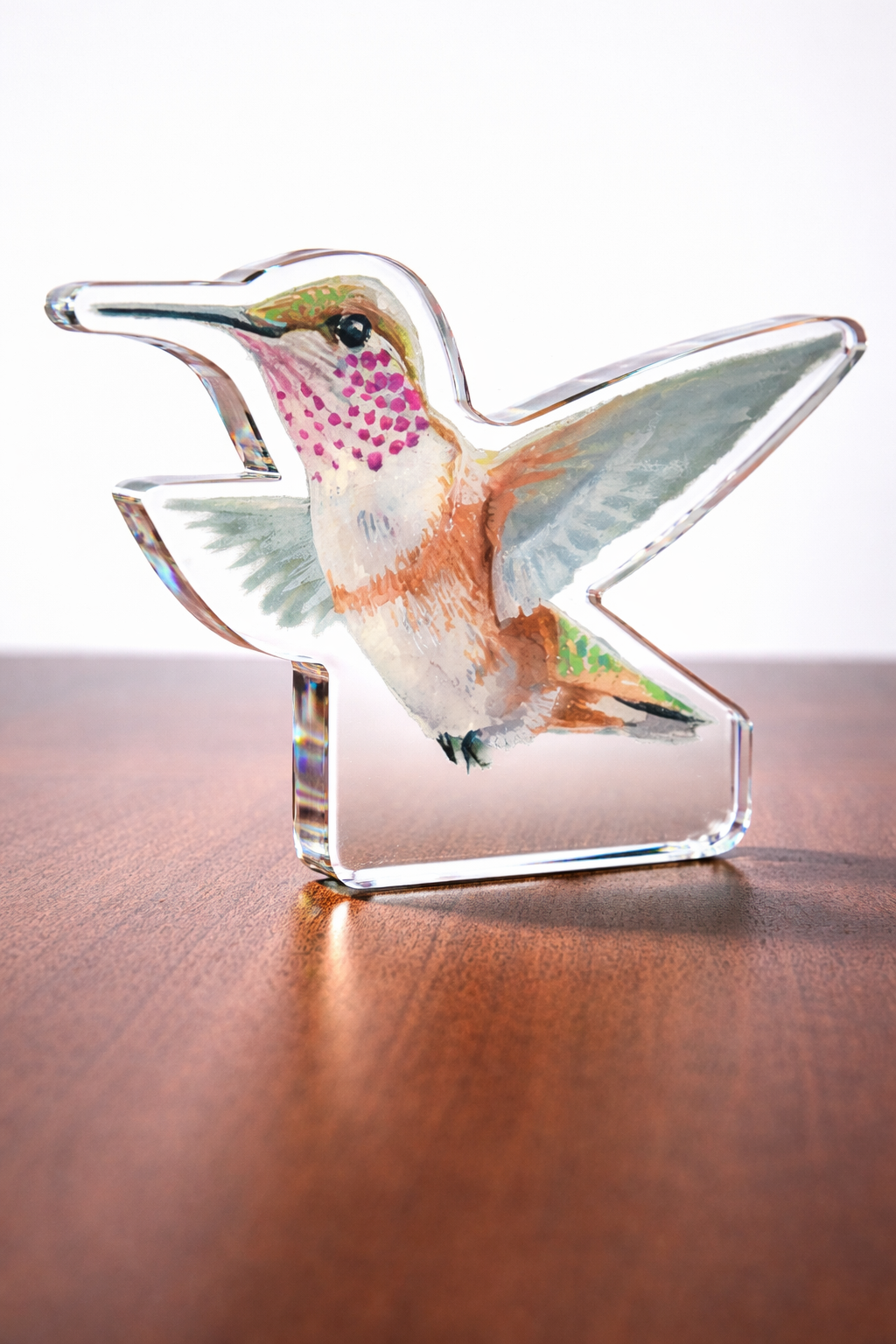 White Sweet Pea Humming Bird Acrylic Wall Art & Home Decor